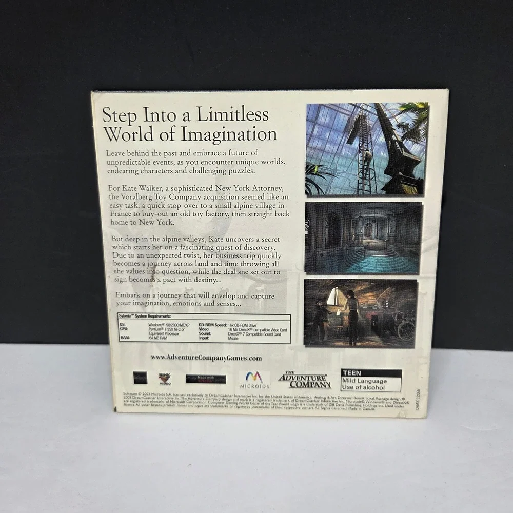 The Adventure Company Syberia PC Demo CD Game Promo Windows 98/XP Vintage 2003
